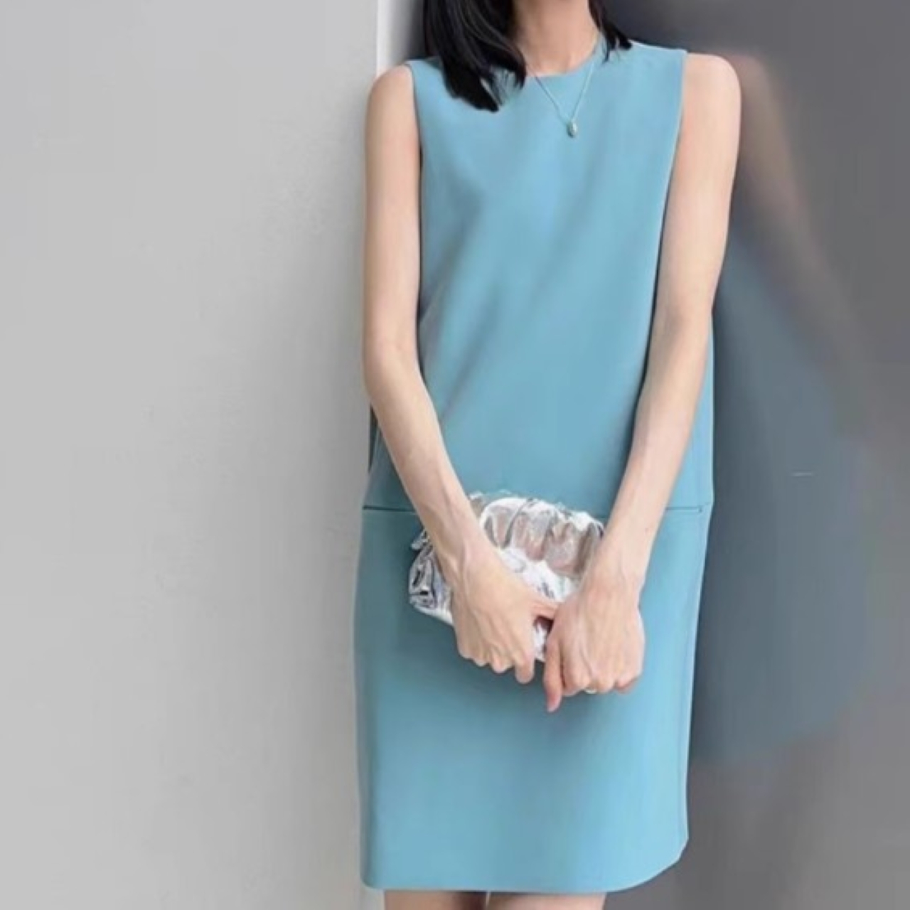 骨格ウェーブ フレンチ ボクシー Iラインワンピース